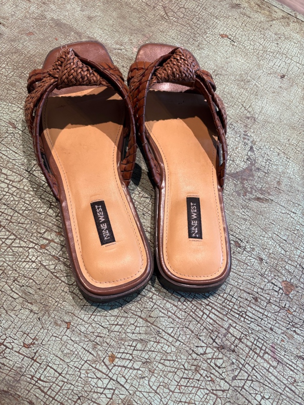 Nine West Omansa Woven Slide Sandals Brown Square Toe Size 9.5 - Picture 4 of 5